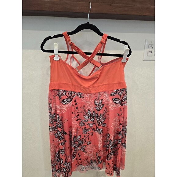 Two-Piece Womens Coral Floral Tankini Swimsuit With Crisscross Back & Matching S - Picture 4 of 6